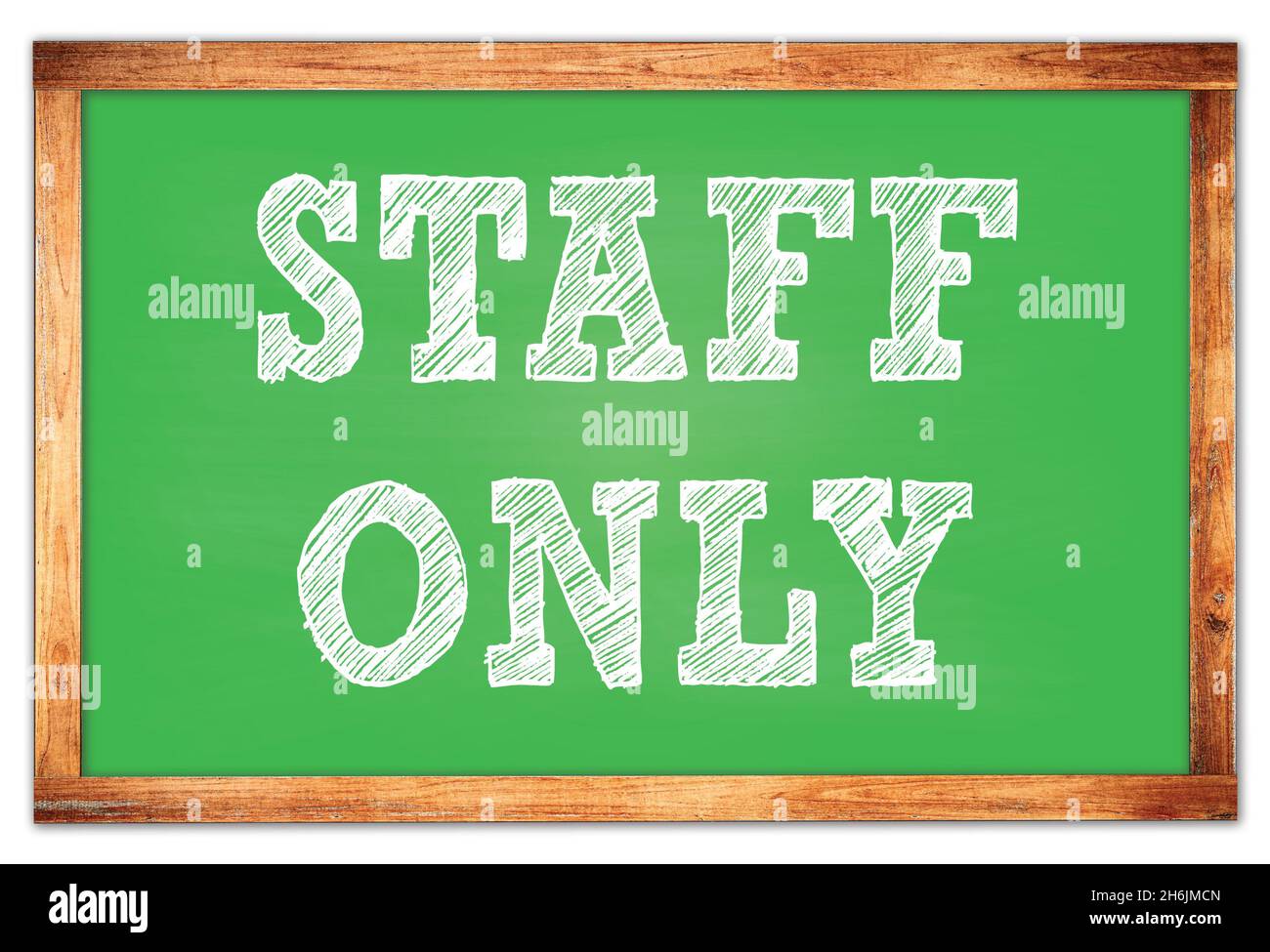 STAFF ONLY written on green wooden frame school blackboard Stock Photo -  Alamy