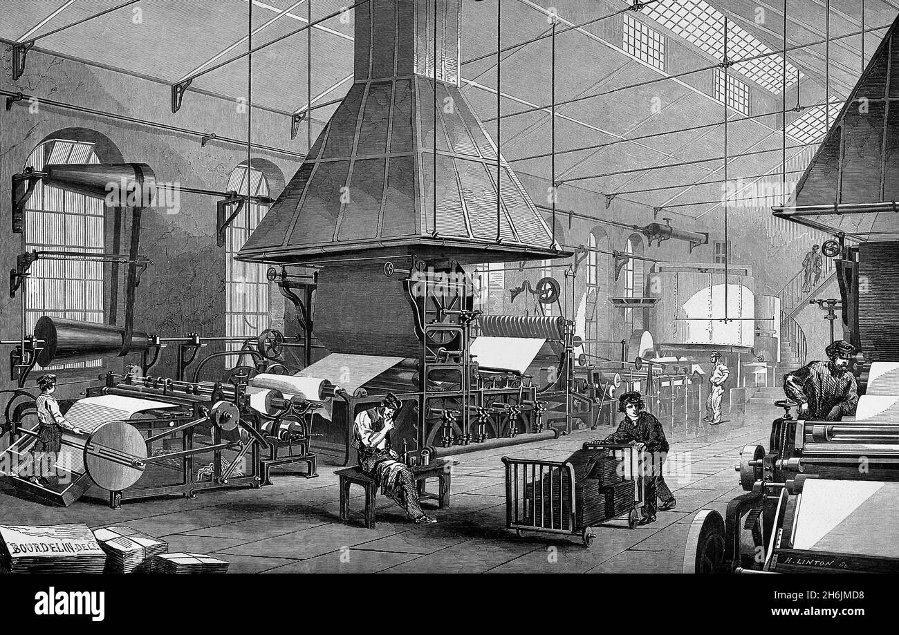 Paper production, 19th century Stock Photo