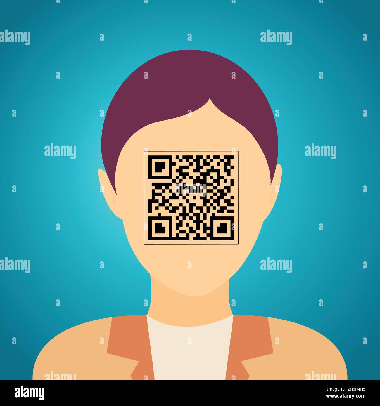 Head of a woman with a qr code instead of face Stock Vector Image & Art
