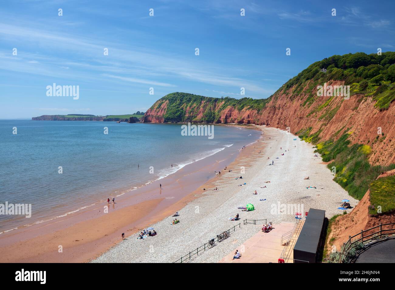 Jacob's Ladder, Sidmouth beach viewed from Connaught Gardens, Sidmouth, Jurassic Coast, UNESCO World Heritage Site, Devon, England, United Kingdom Stock Photo
