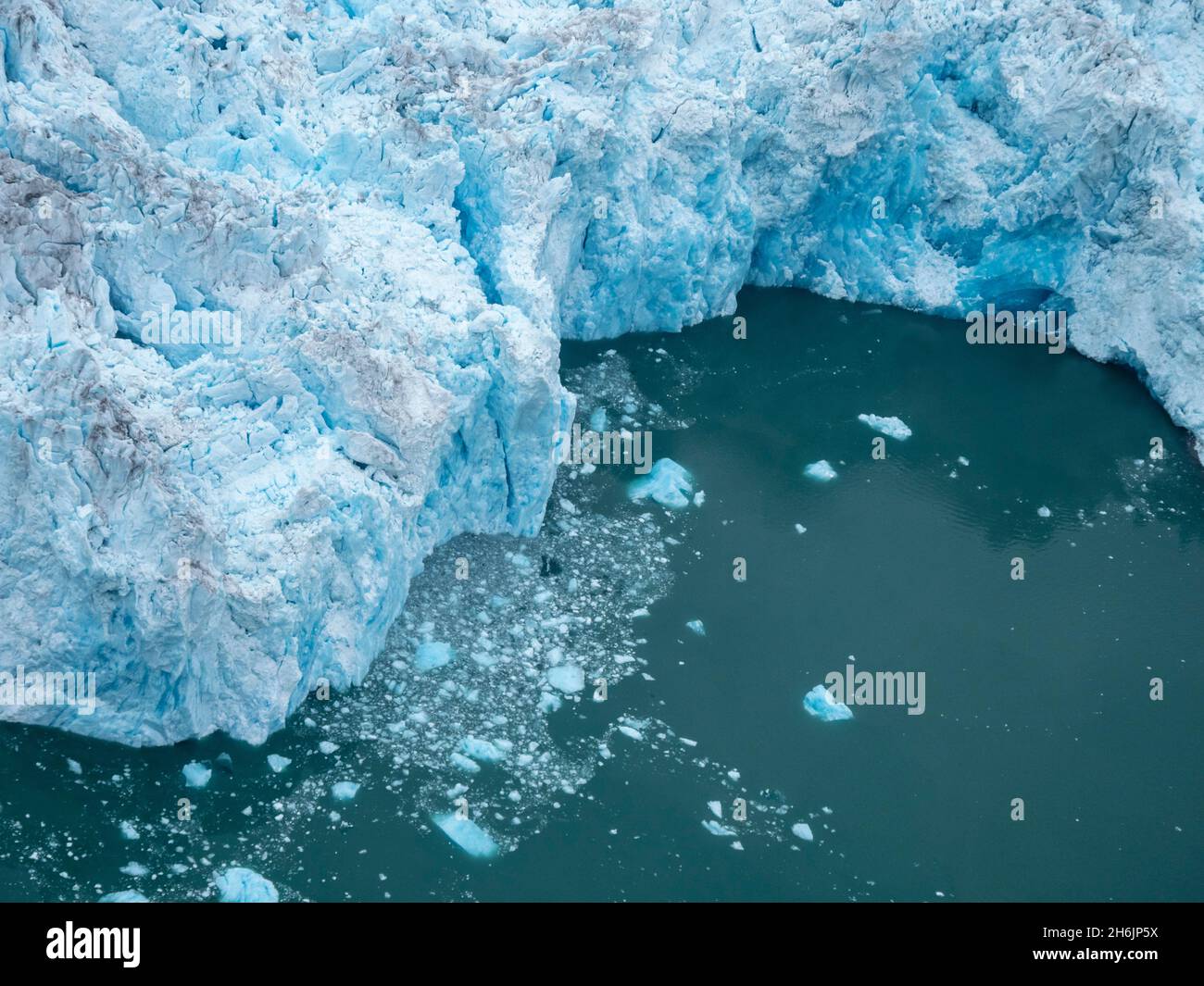 Detailed view of the Leconte Glacier, flowing from the Stikine Ice Field near Petersburg, Southeast Alaska, United States of America, North America Stock Photo