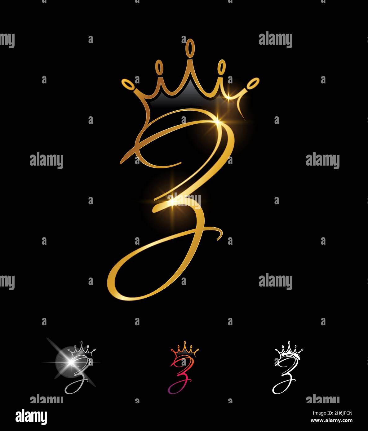 A Vector illustration set of Golden Crown Monogram Initial Letter Z ...