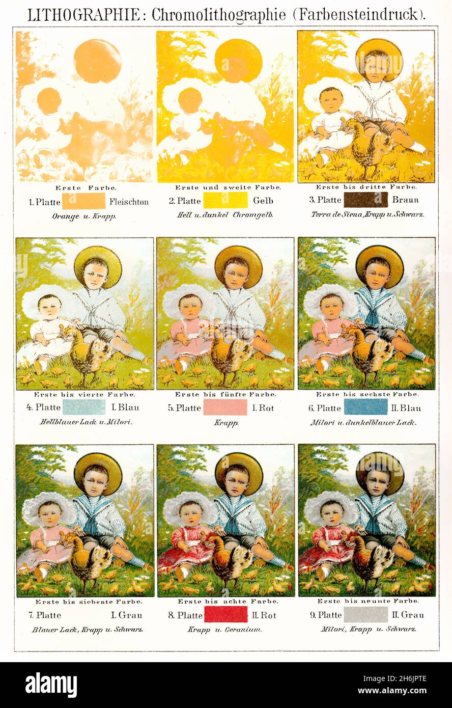 Method of chromolithography, 19th century Stock Photo