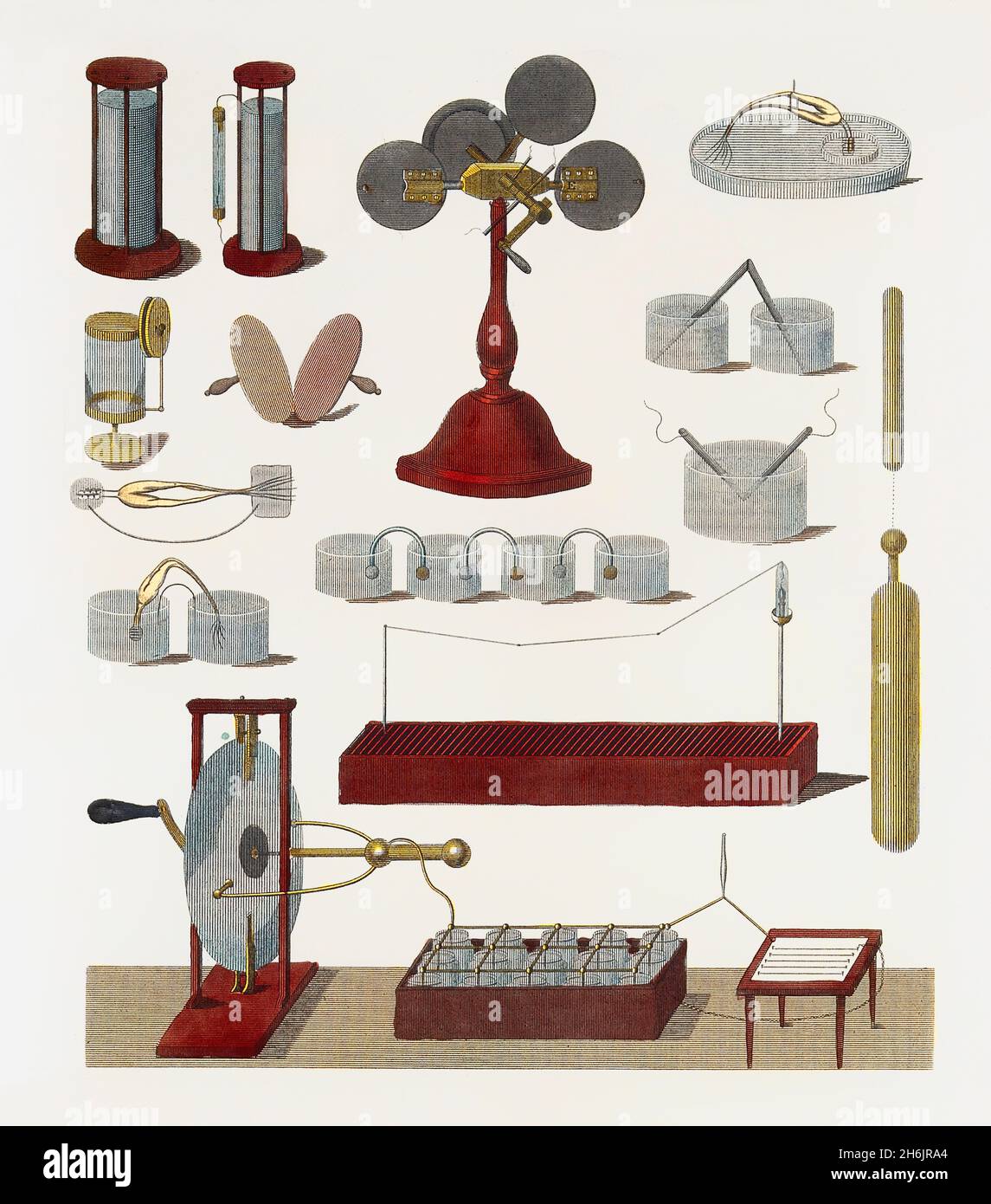 Electricity, electrical equipment, batteries, 19th century Stock Photo
