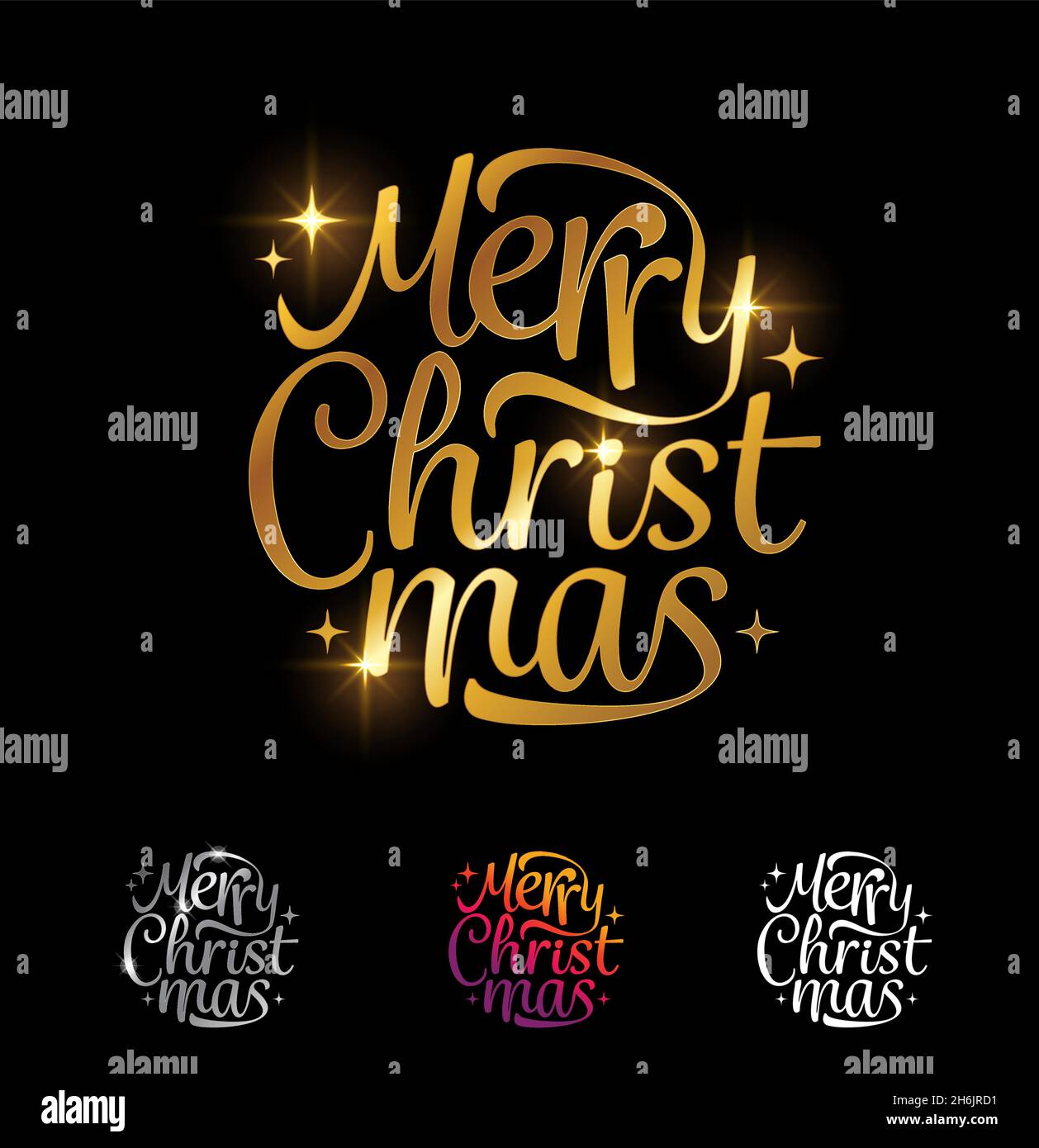 A Vector Illustration set of Golden Merry Christmas Text Stock Vector ...