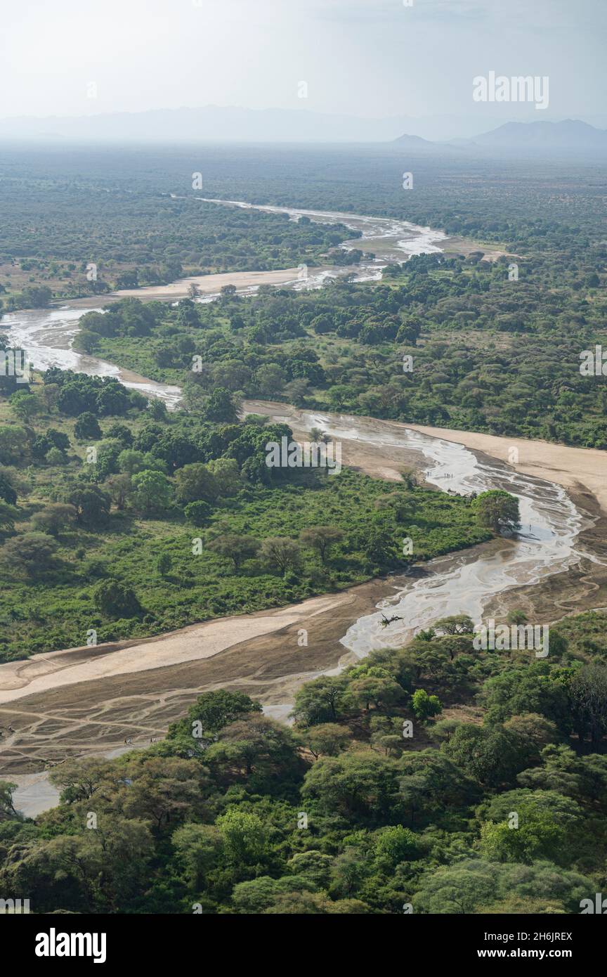 Aerial of Singaita River, Kapoita, Eastern Equatoria State, South Sudan, Africa Stock Photo