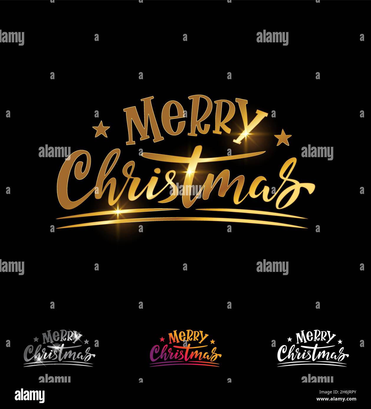 A Vector Illustration set of Golden Merry Christmas Text Stock Vector ...