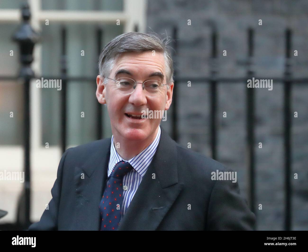 London, UK. 16th Nov, 2021. Leader of the House of Commons Jacob Rees-Mogg arrives for the weekly Cabinet Meeting. Credit: Uwe Deffner/Alamy Live News Stock Photo
