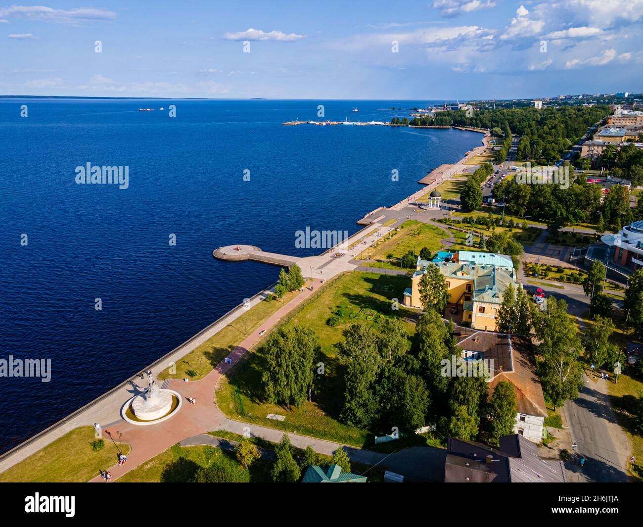 View over Petrozavorsk and Lake Onega, Karelia, Russia, Europe Stock Photo