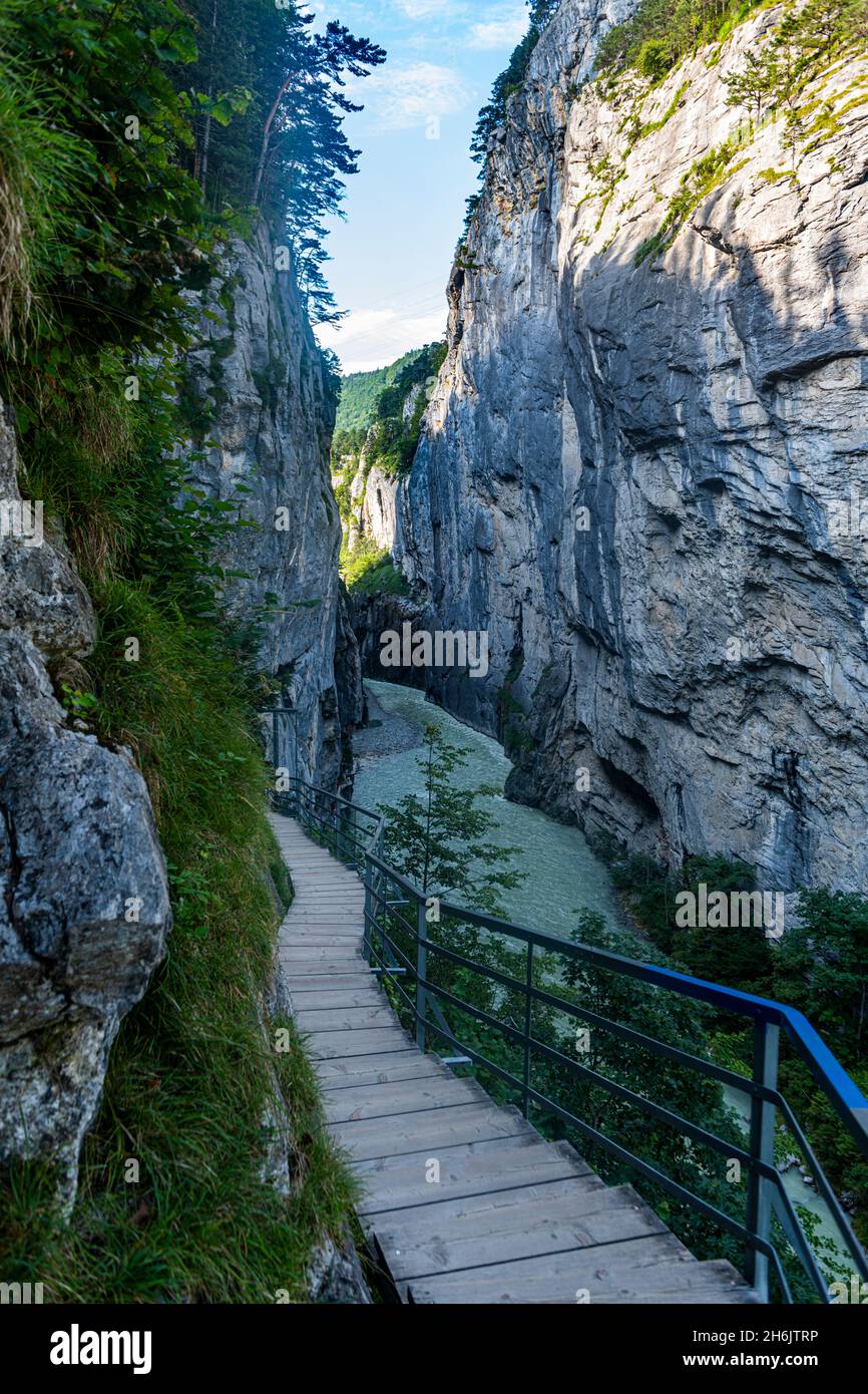 River Aare flowing through the Aare Gorge, Meiringen, Bernese Oberland, Switzerland, Europe Stock Photo