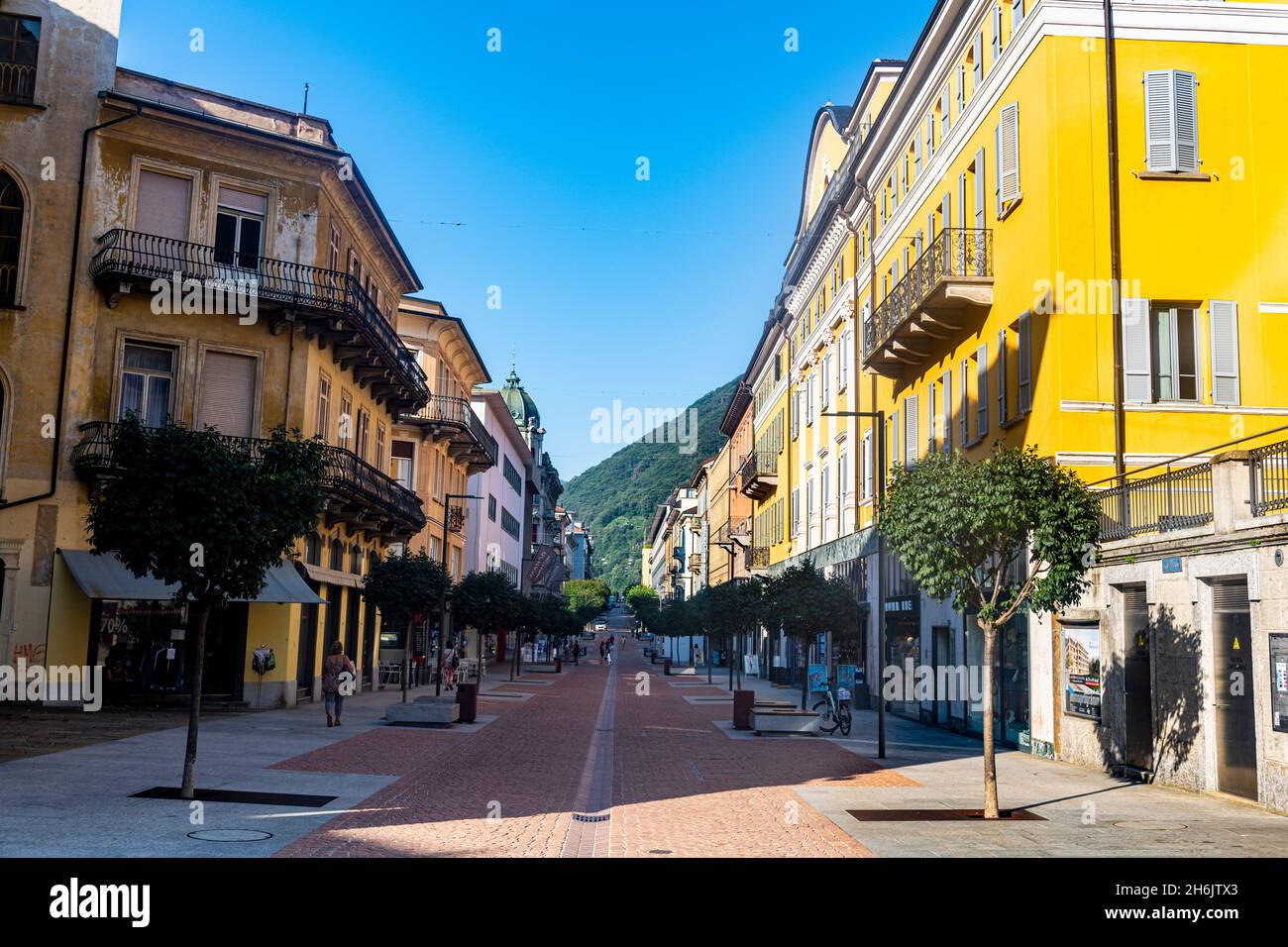 Old town, Bellinzona, UNESCO World Heritage Site, Three Castles of Bellinzona, Ticino, Switzerland, Europe Stock Photo