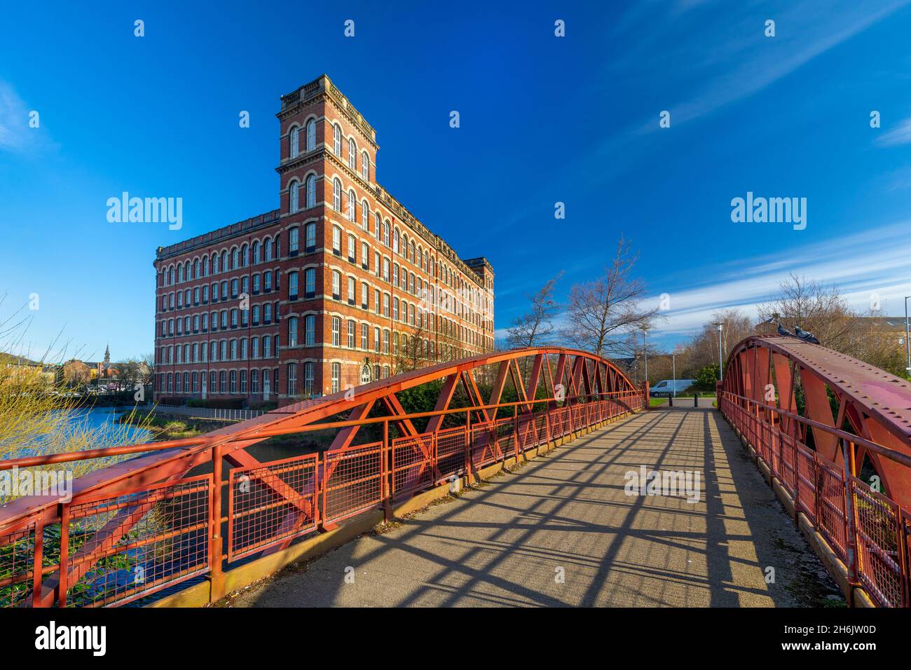 Anchor Mill and footbridge, Paisley, Renfrewshire, Scotland, United Kingdom, Europe Stock Photo