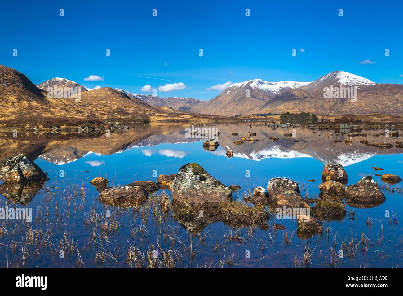 Lochan na h-Achlaise, The Black Mount, Lower Rannoch Moor, Argyll and Bute, Scotland, United Kingdom, Europe Stock Photo