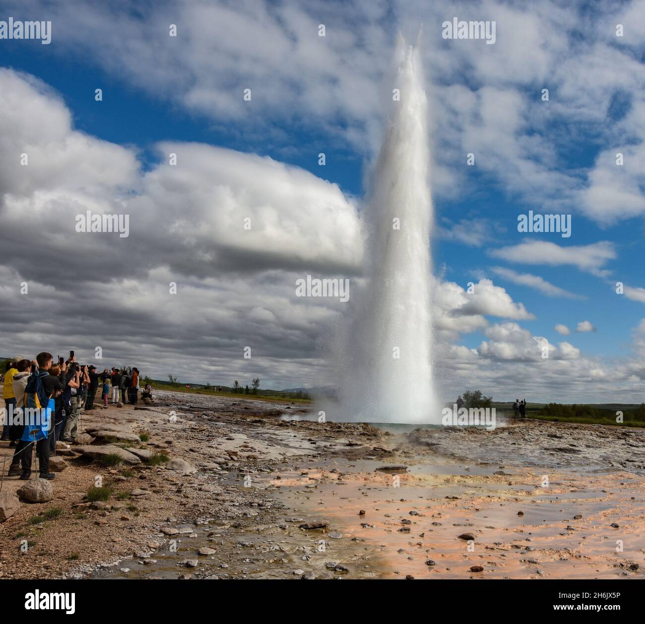 Strokkur, the currently active geyser at Geysir, Haukadalur, Iceland, Polar Regions Stock Photo