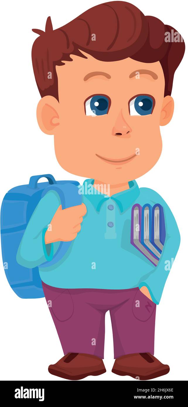 Cute kid with backpack. Little boy going to school Stock Vector Image ...