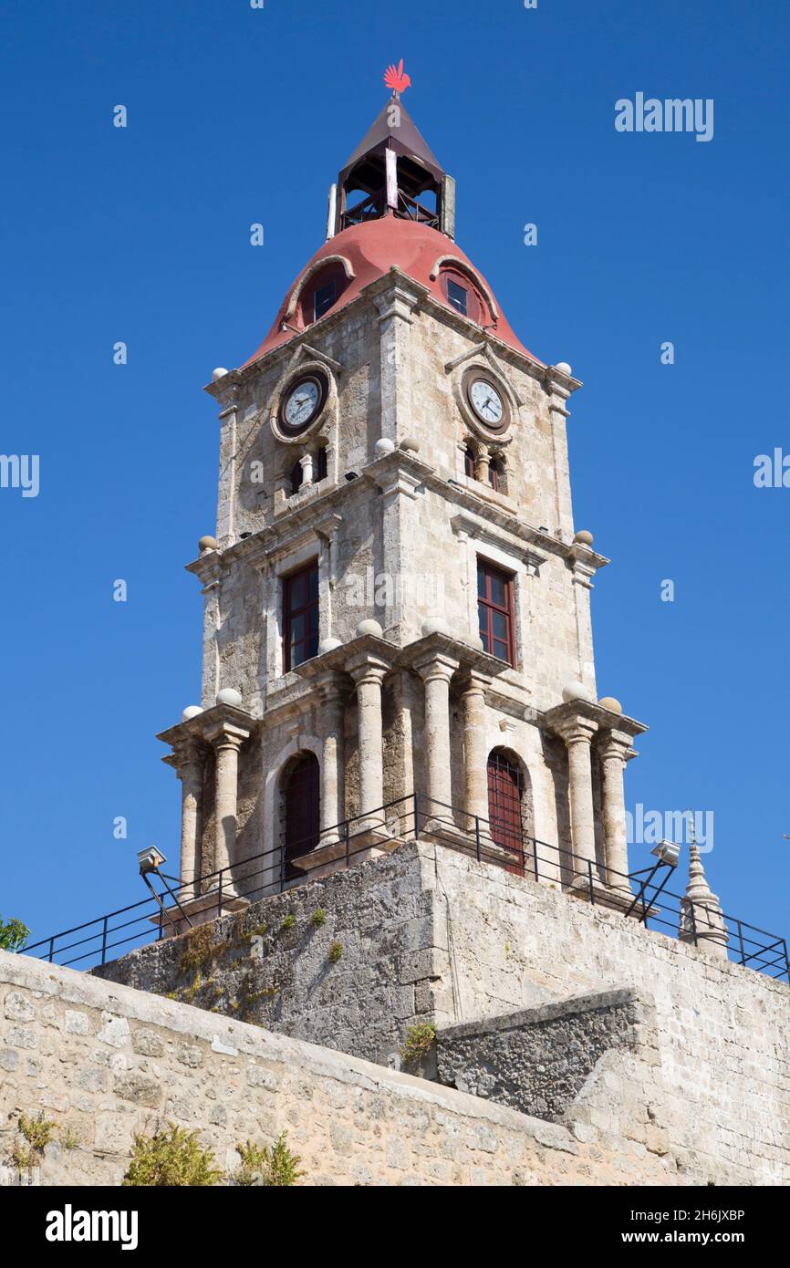 Medieval Roloi Clock Tower, Rhodes Old Town, Rhodes, Dodecanese Island