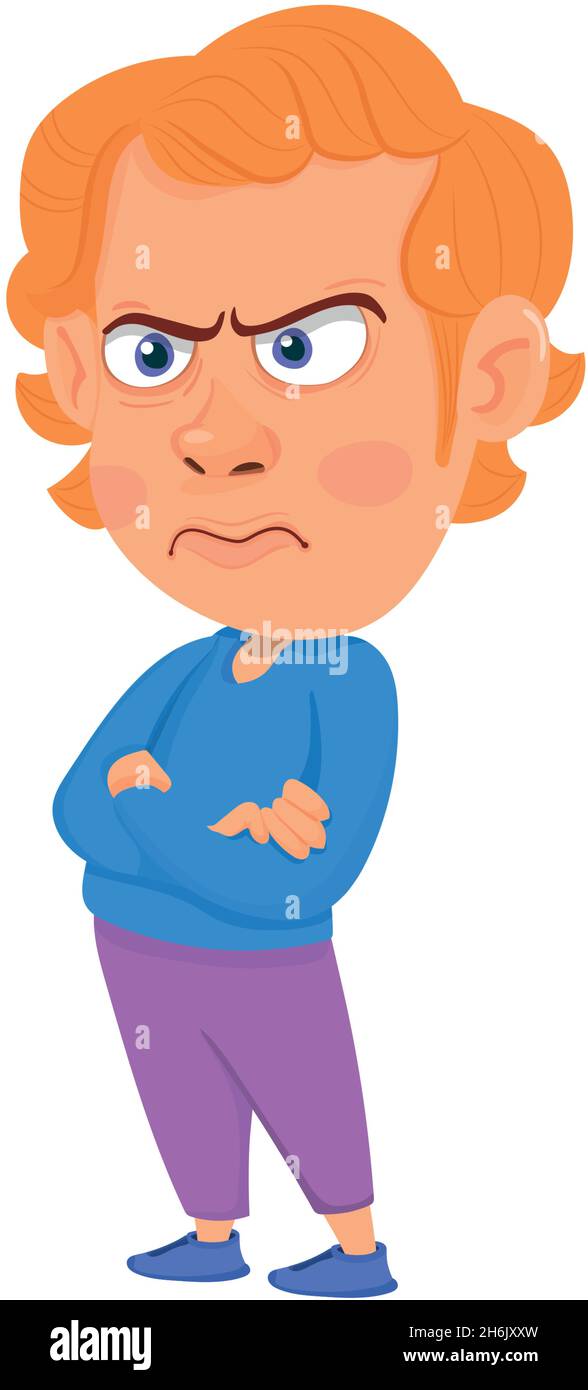 Angry man crossed arms. Red hair cartoon character Stock Vector Image & Art  - Alamy