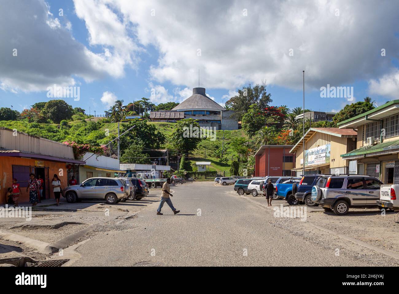 HONIARA, SOLOMON ISLANDS - Jan 13, 2016: View of the Solomon Islands National Parliament Building from central Honiara. Stock Photo