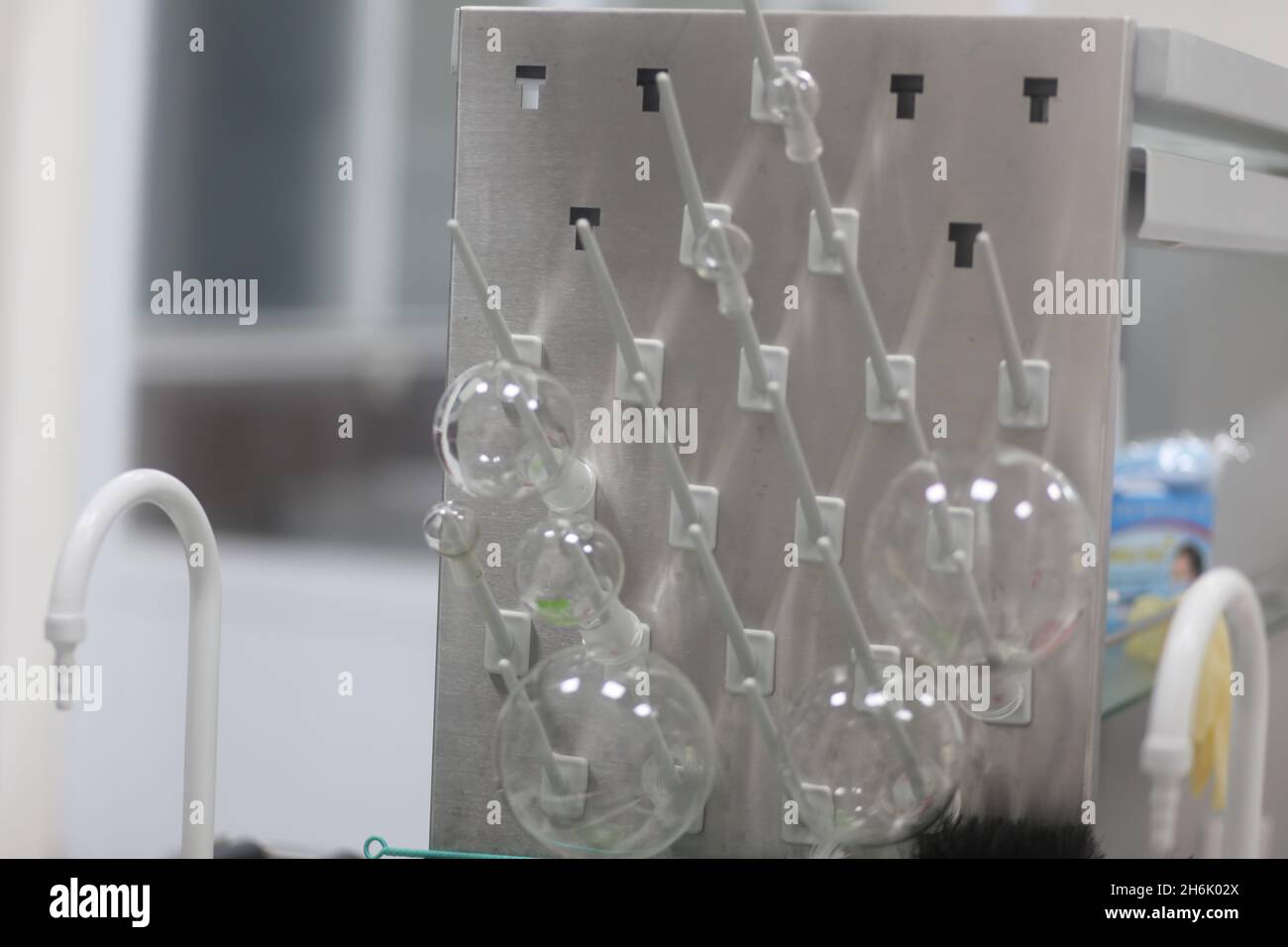 Closeup of a laboratory drying rack in the laboratory Stock Photo Alamy