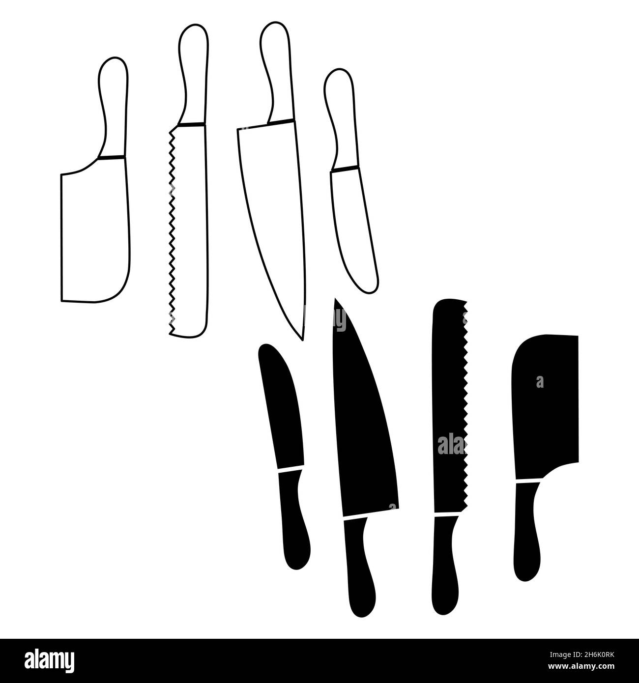 Kitchen tools set of four kitchen knives for butter, bread, carving