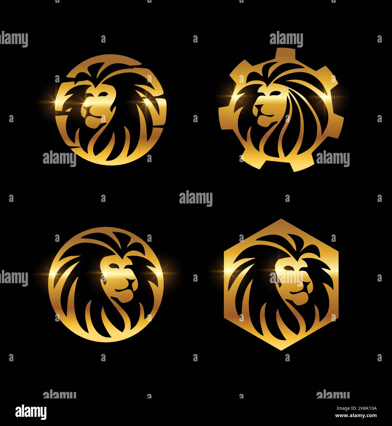 A vector Illustration set of Golden Lion Vector Sign Stock Vector Image ...