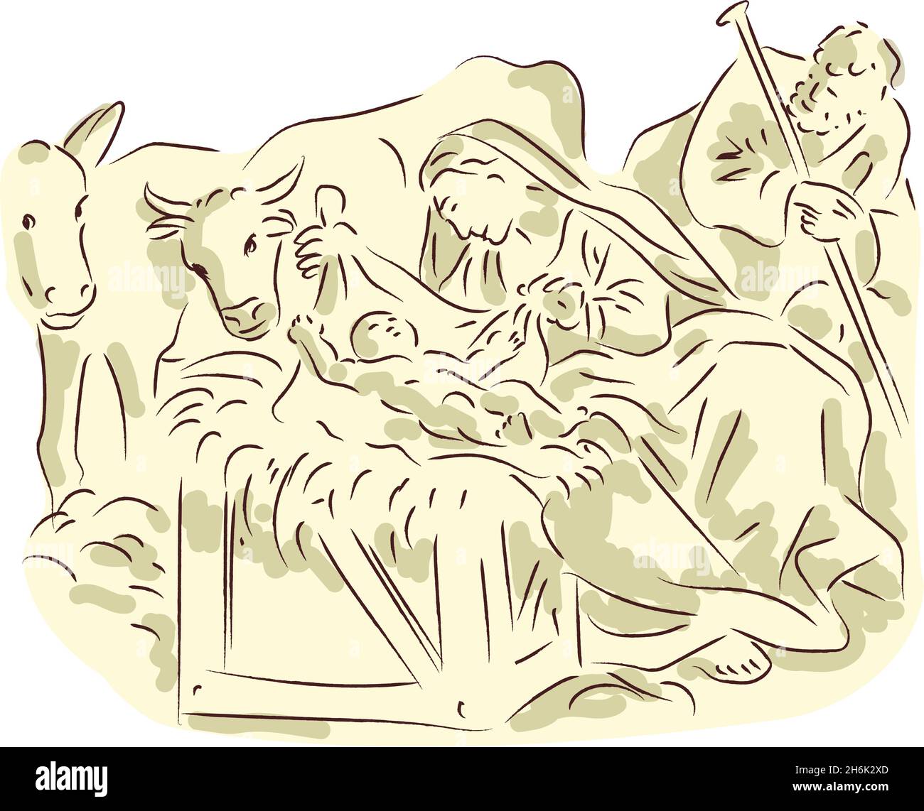 Birth of baby Jesus, image of the nativity scene, Christian religious ...
