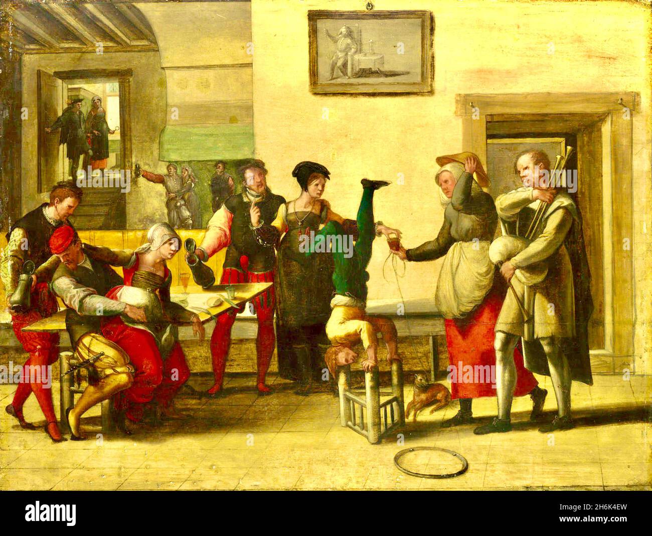 Itinerant Entertainers in a Brothel by The Brunswick Monogrammist (circle of) - 1550's Stock Photo