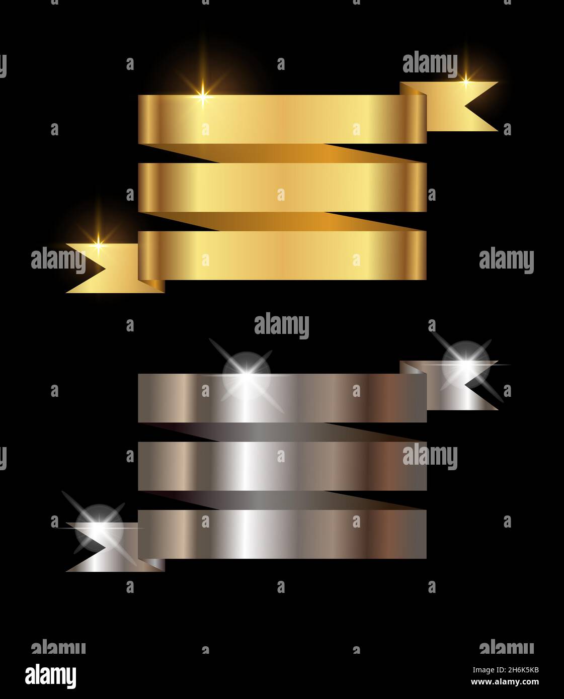 A vector Illustration set of Golden and Chrome Ribbon Vector Sign Stock ...