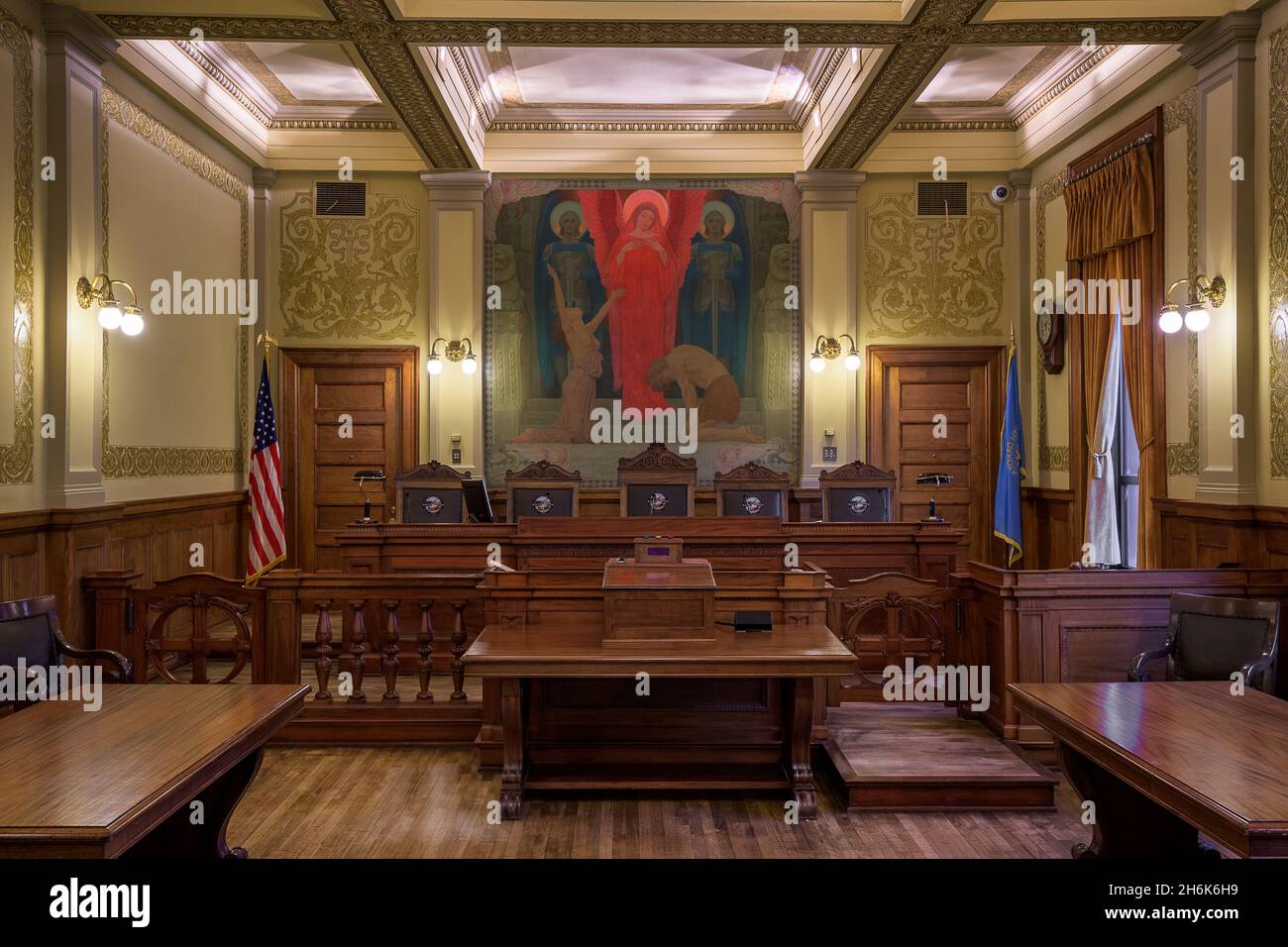 Supreme Court room in the South Dakota State Capitol building in Pierre, South Dakota Stock Photo