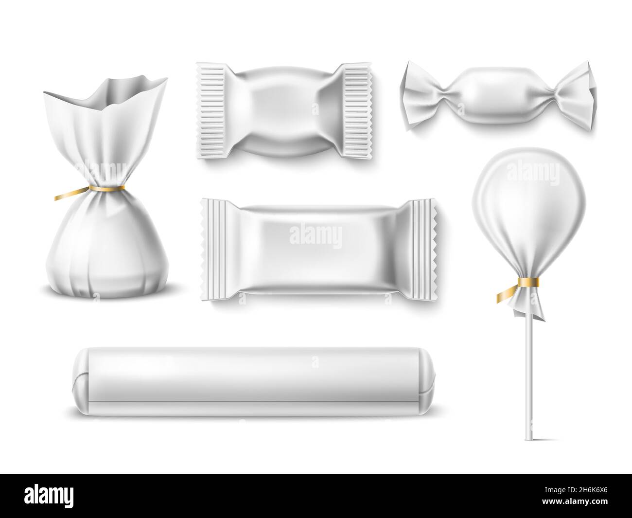 Candy packaging. Realistic sweets wrapping template, 3d sugar products