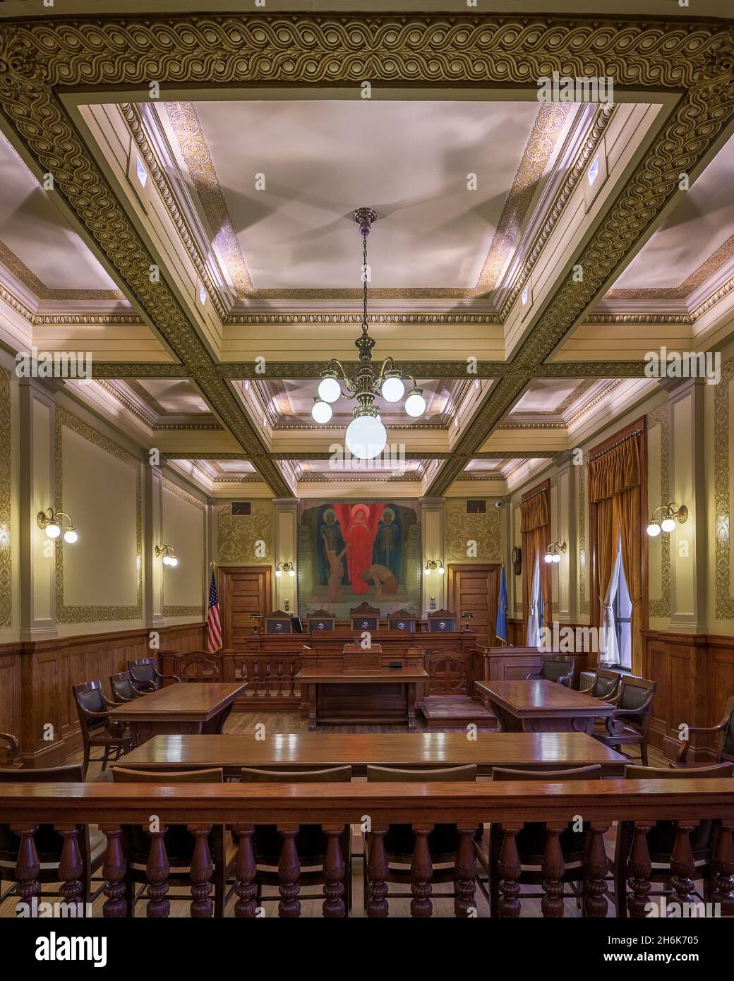 Supreme Court room in the South Dakota State Capitol building in Pierre, South Dakota Stock Photo