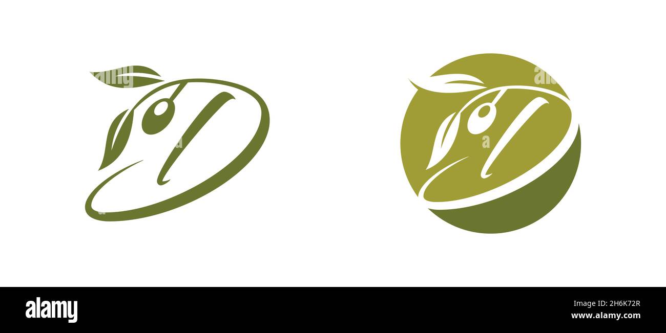 A Vector Illustration set of Olive Monogram Initial Letter D Stock Vector