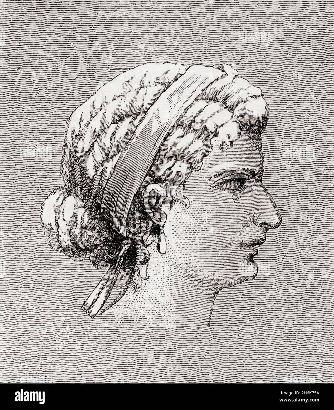 Cleopatra VII Philopator, 69 BC – 30 BC. Queen of the Ptolemaic Kingdom of Egypt.  From Cassell's Illustrated Universal History, published 1883. Stock Photo