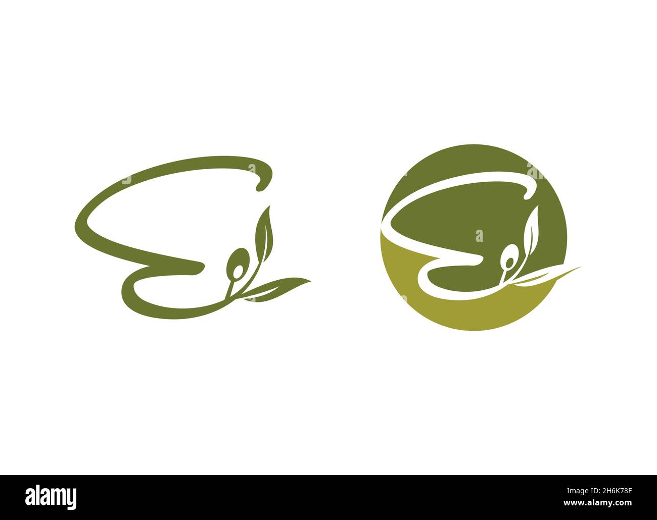 A vector illustration set of OIive Monogram Initial Logo Stock Vector