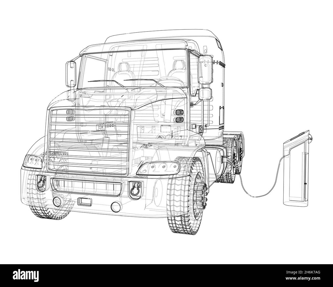 Electric Truck Charging Station Sketch Stock Photo