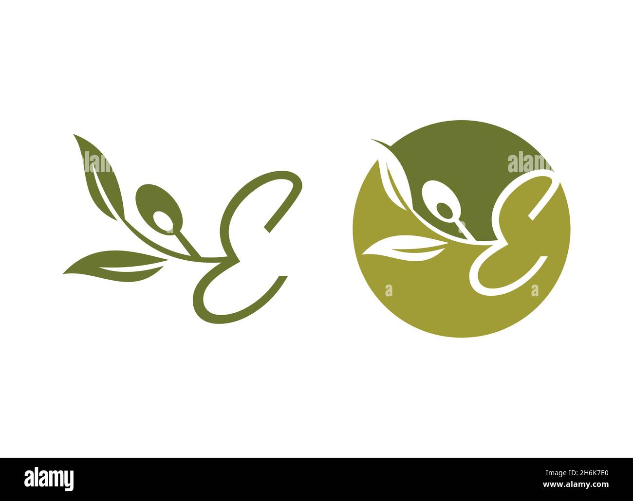 A Vector Illustration set of OIive Monogram Initial Logo Stock Vector