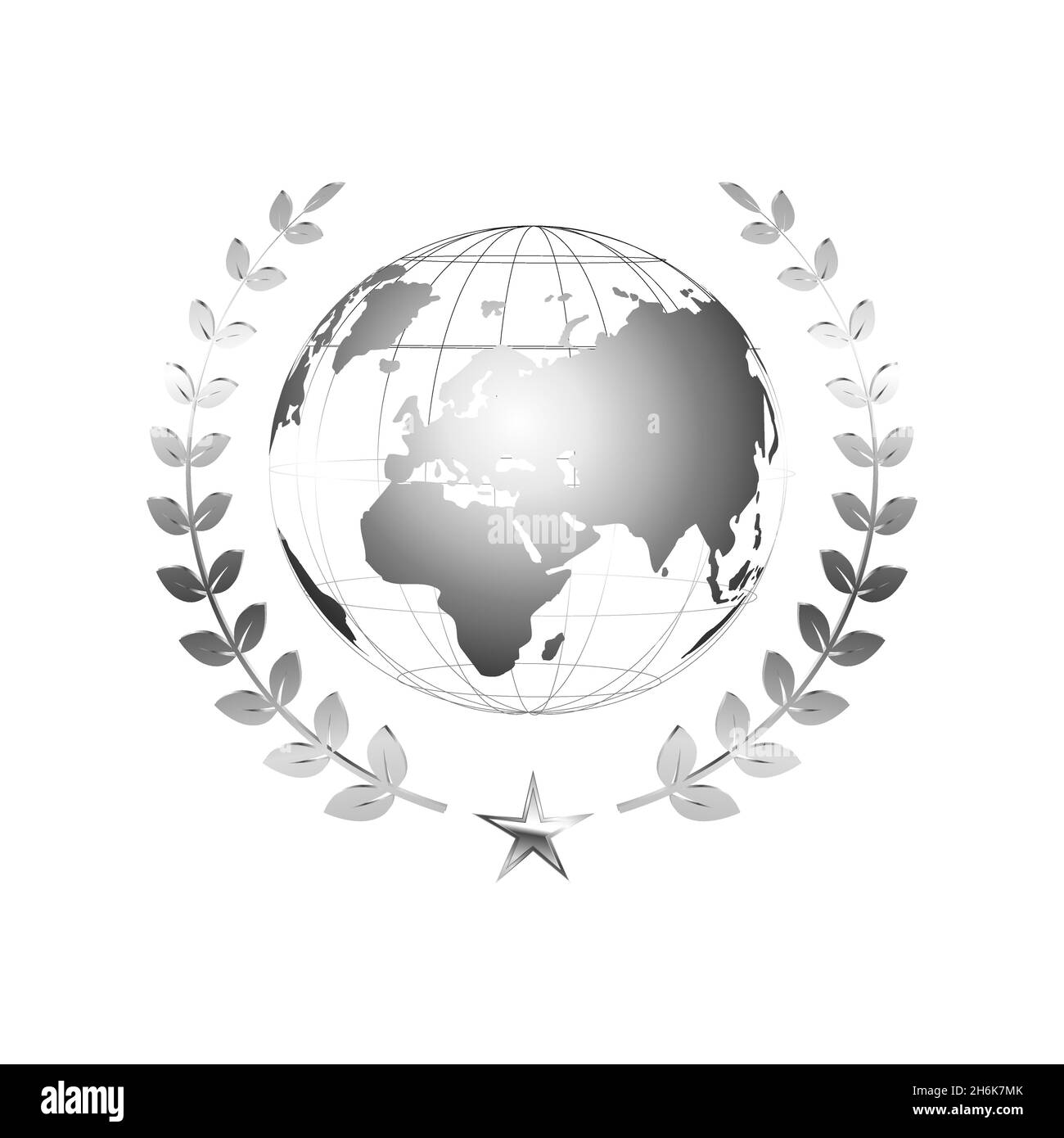 Vector Shiny Silver Earth with a wreath on a white background. Stock Vector