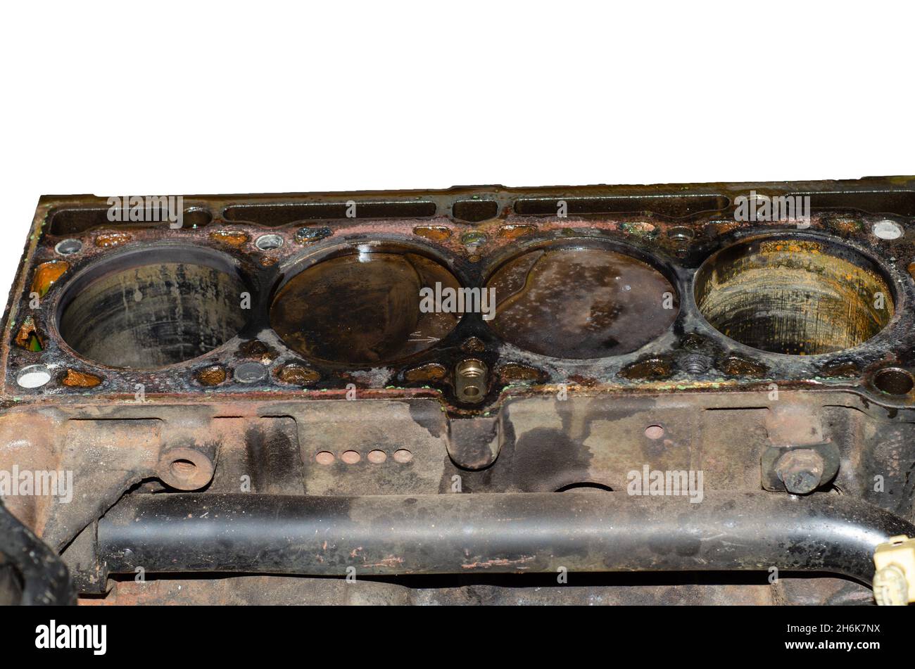 faulty engine block Car engine disasebly after fail cylinder and valves
