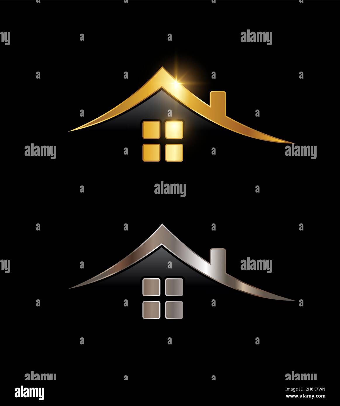 A vector Illustration set of Golden and Chrome Home Vector Sign Stock ...