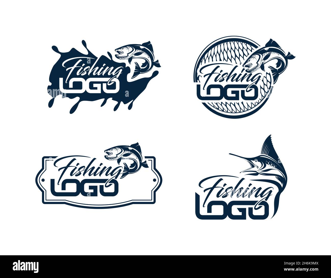 A Vector Illustration set of Vector Fishing Logo Design Stock