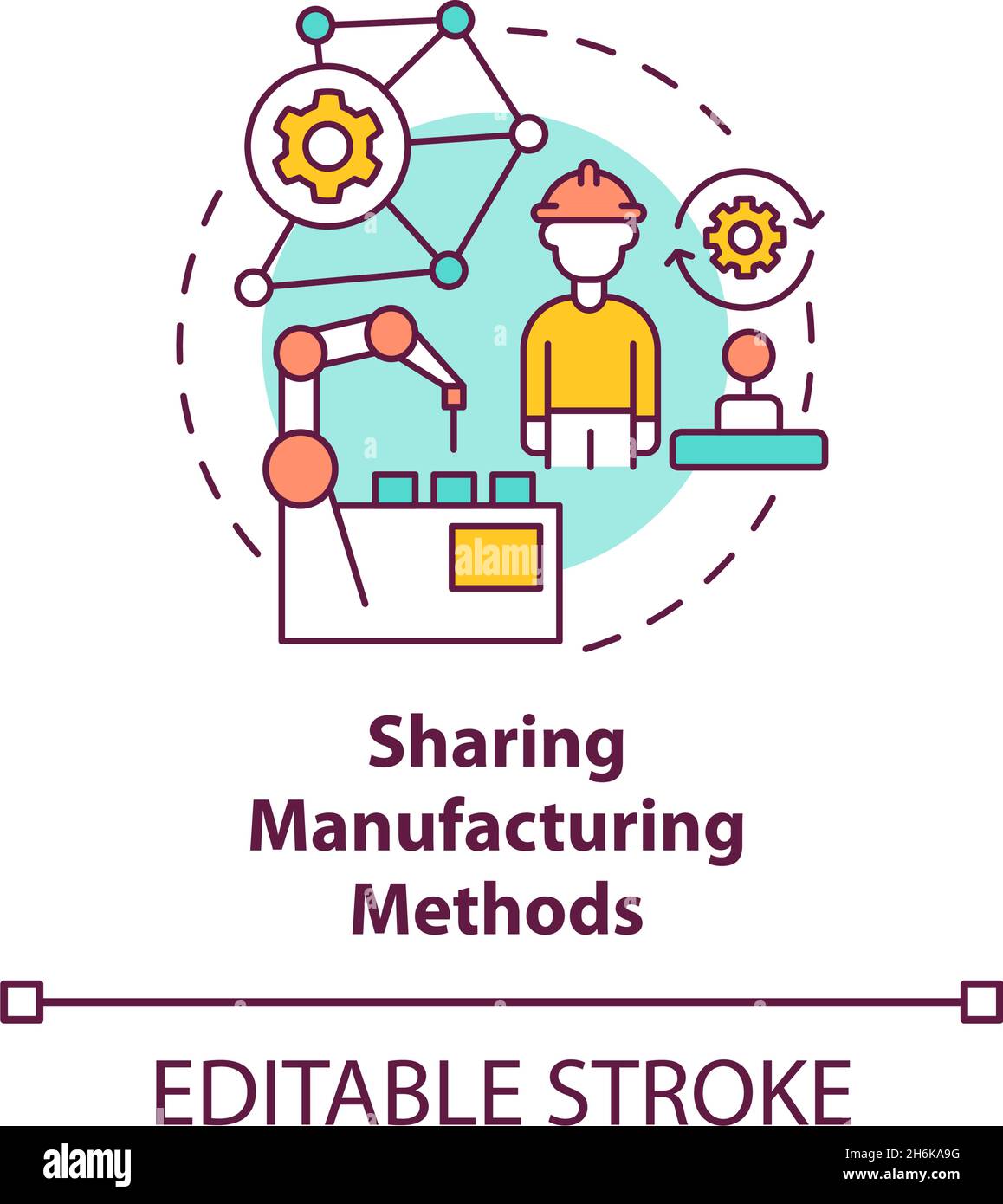 Sharing manufacturing methods concept icon Stock Vector