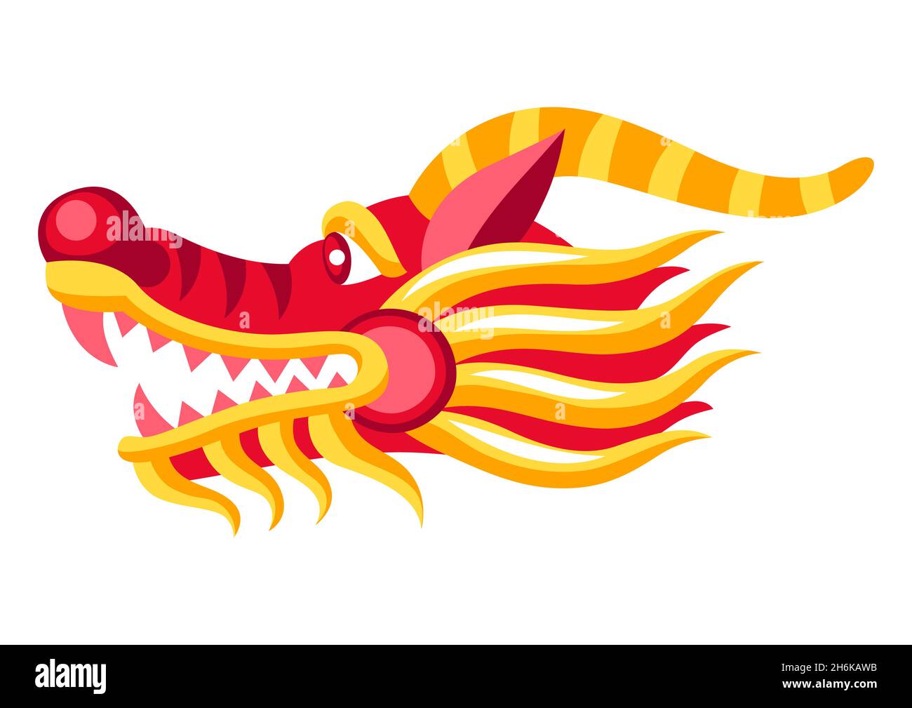 Illustration of Chinese dragon head. Asian tradition symbol. Stock Vector