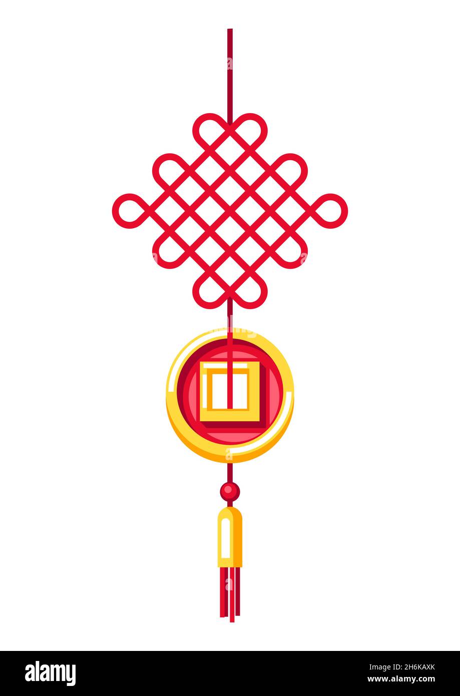 Illustration of Chinese hanging talisman. Asian tradition New Year symbol. Stock Vector