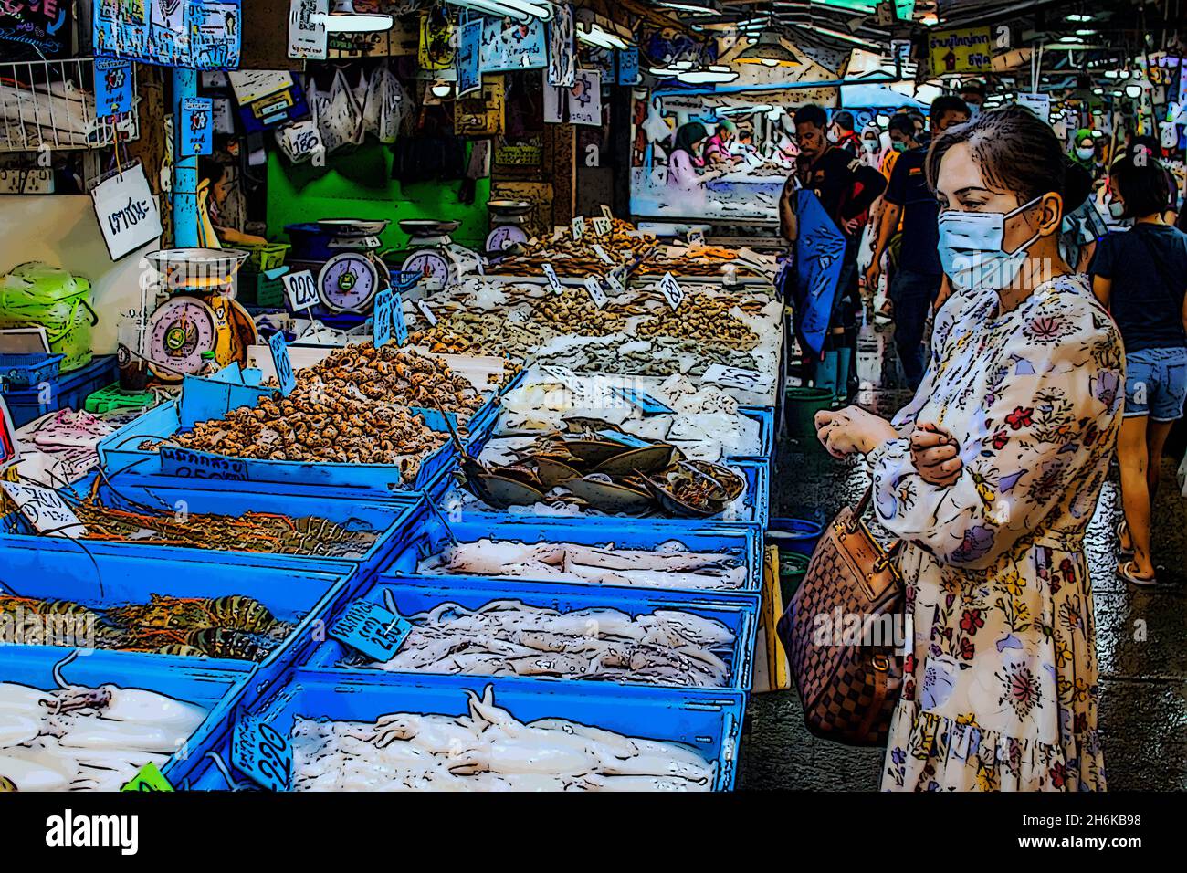 Fresh seafood for Sale at a fish market in Thailand Stock Photo Alamy