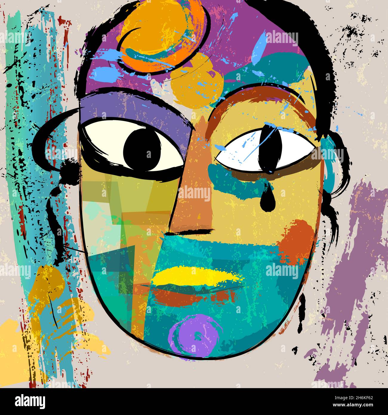 abstract face or mask, with paint strokes and splashes, art inspired Stock  Vector Image & Art - Alamy