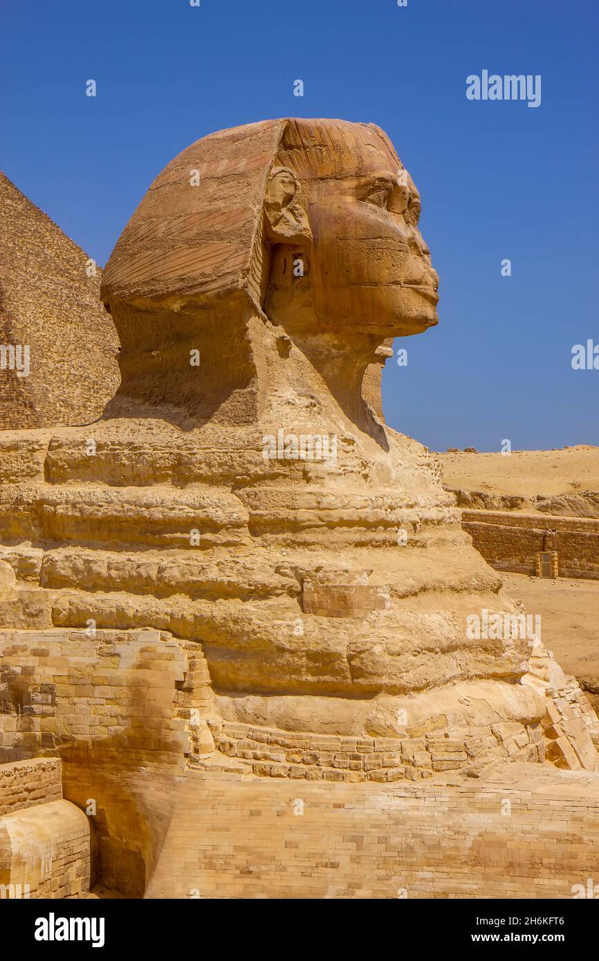 The great monument of Sphinx in Giza, Cairo, Egypt Stock Photo