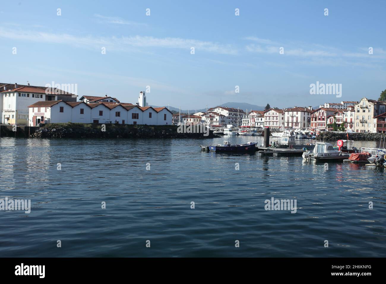 St Jean de Luz harbour and Ciboure, Pyrenees Atlantiques, Pays Basque, France Stock Photo