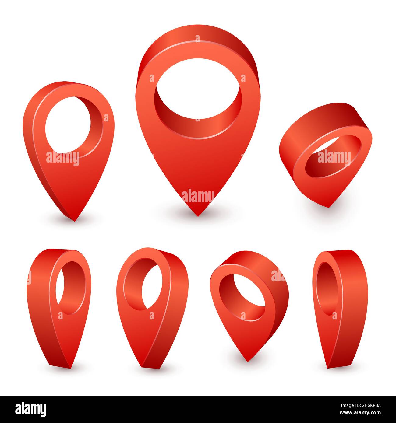 Map pointer 3d pin. Red pin marker for travel place. Location symbols vector set isolated on white background Stock Vector