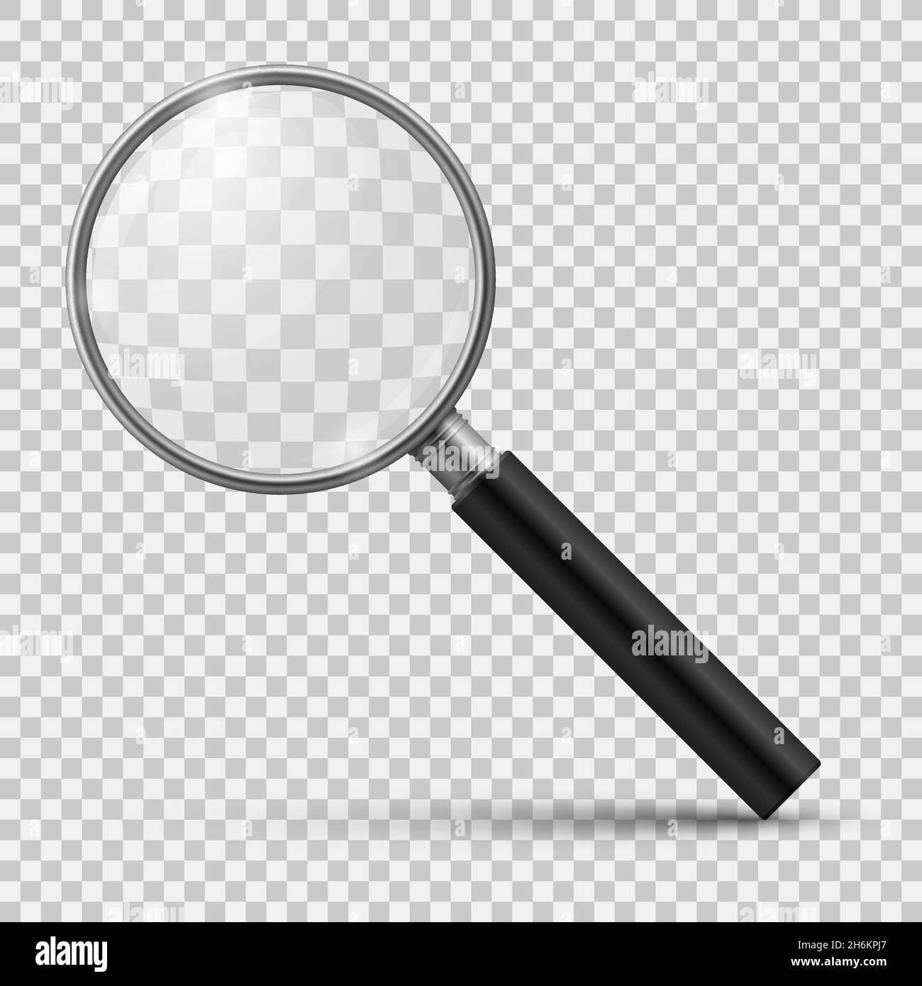 Realistic magnifier. Glass magnify, zoom tools loupe scrutiny lens optical microscope. Realistic isolated 3d vector Stock Vector