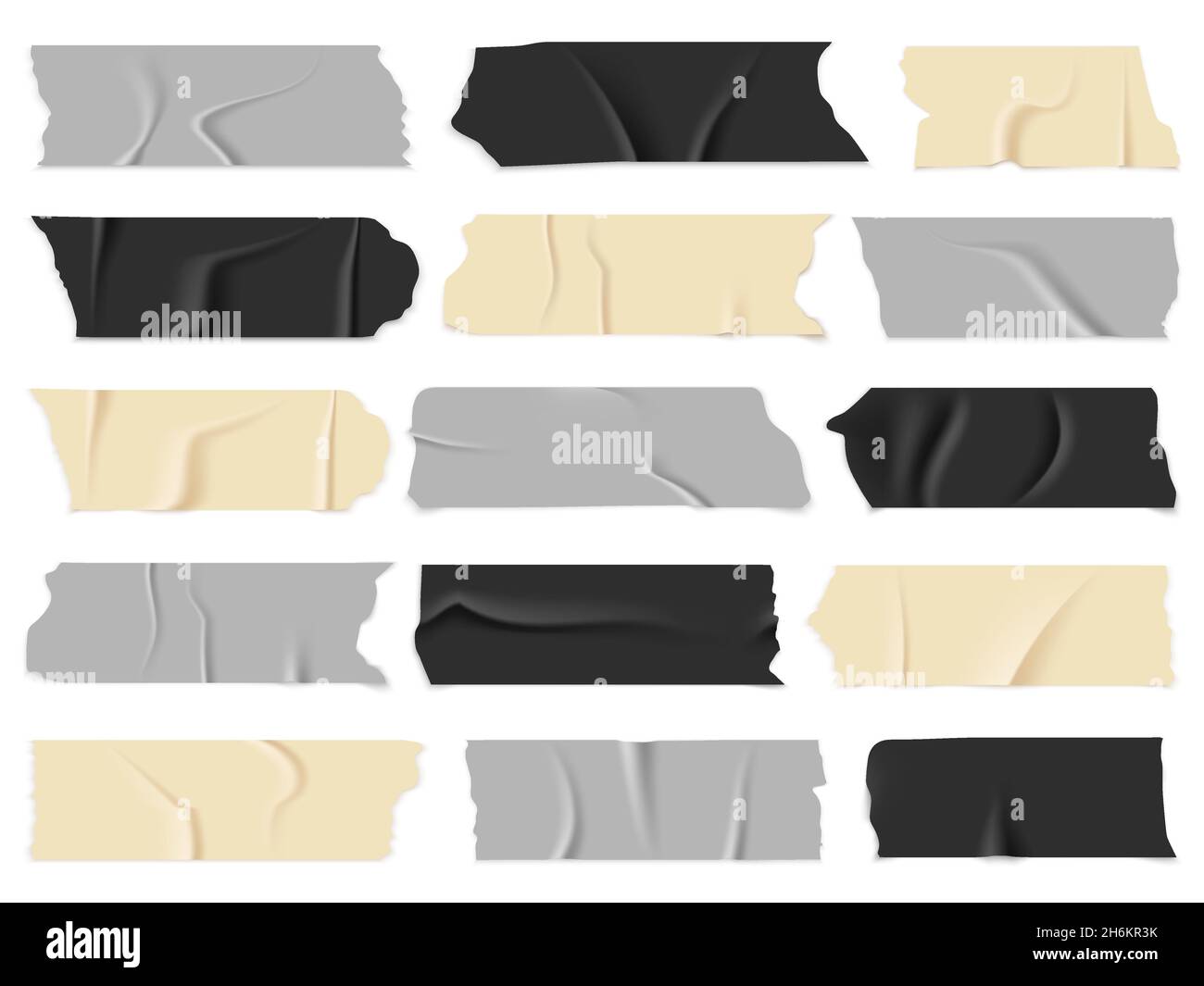 Scotch tape. Transparent adhesive tapes, sticky pieces. Isolated vector